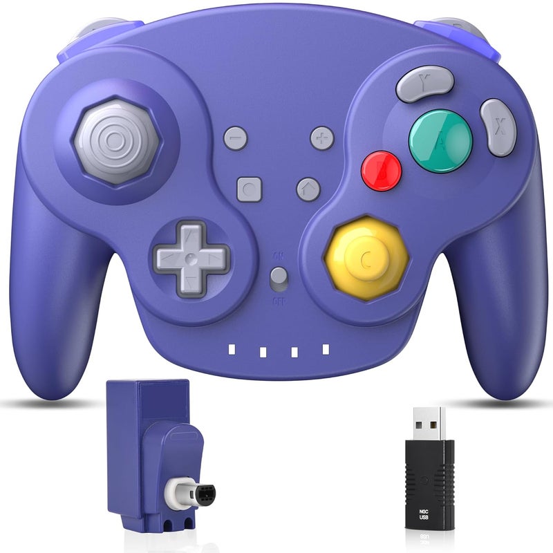SAFFUN 2.4 GHz Wireless NGC Switch Online Controller, USB Receiver & GameCube Receiver, Compatible with GameCube/Switch NSO, Windows PC iOS Mac Raspberry Pi, Steam Deck (Rechargeable)(Plug and Play) Indigo - Image 1